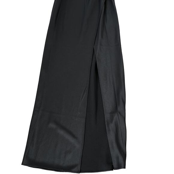 BHLDN by Anthropologie Black Dylan One-Shoulder Satin Side-Slit Gown Size 4 NWT - Picture 2 of 6